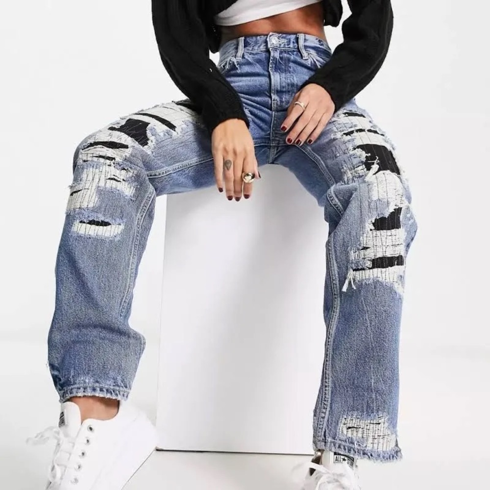 Free People We The Free Mccoy destroyed boyfriend jeans in blue - Size 27 - Picture 2 of 4